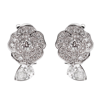 Chathtnel Camelia Precieux Diamond 18k White Gold Stud Earrings