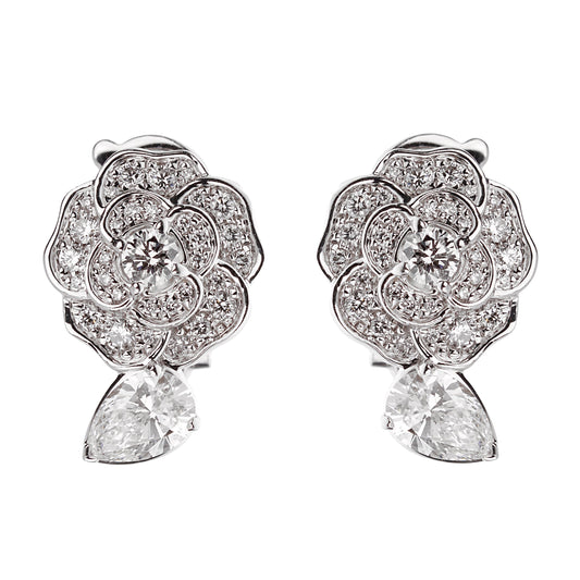 Chathtnel Camelia Precieux Diamond 18k White Gold Stud Earrings