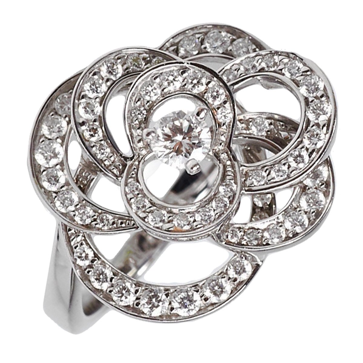 Chathtnel Camellia White Gold Diamond Cocktail Ring