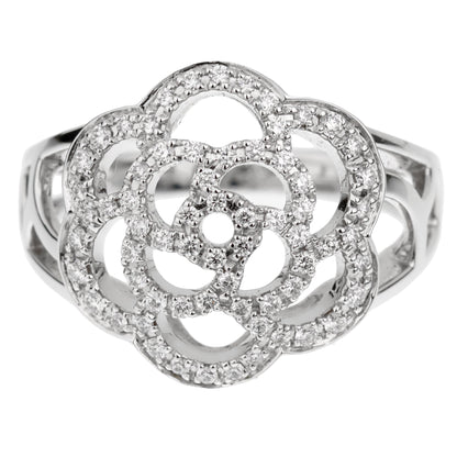 Chathtnel Camellia 18k White Gold Diamond Cocktail Ring