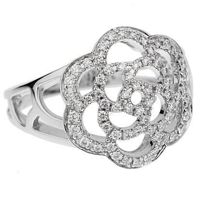 Chathtnel Camellia 18k White Gold Diamond Cocktail Ring