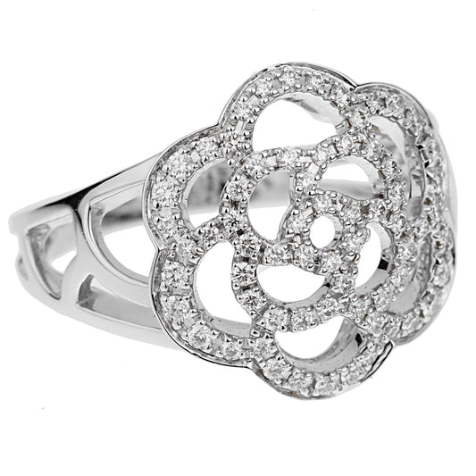 Chathtnel Camellia 18k White Gold Diamond Cocktail Ring