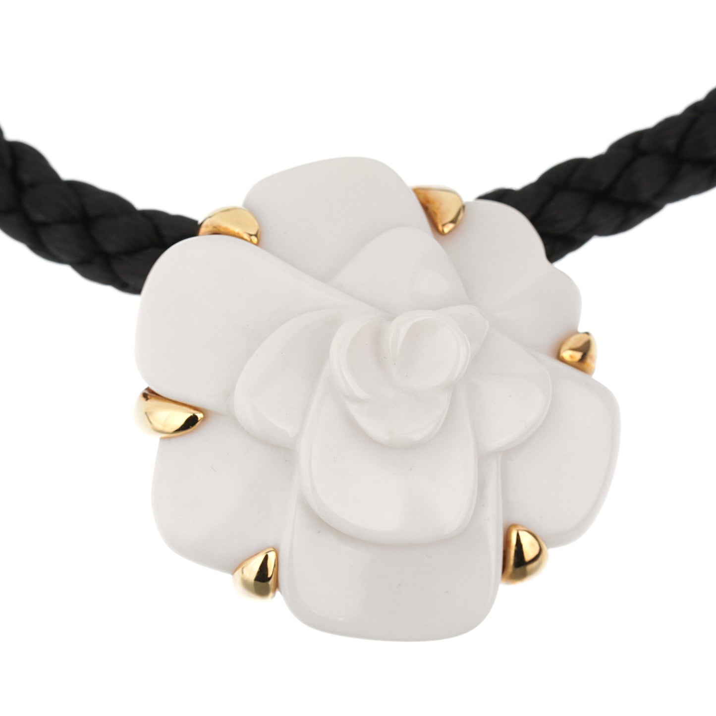 Chathtnel Camellia Agate Vintage Gold Pendant Necklace