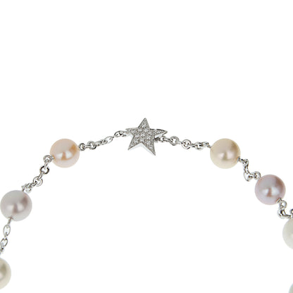 Chathtnel Camellia & Comete Motif Pearl Diamond 18k White Gold Necklace
