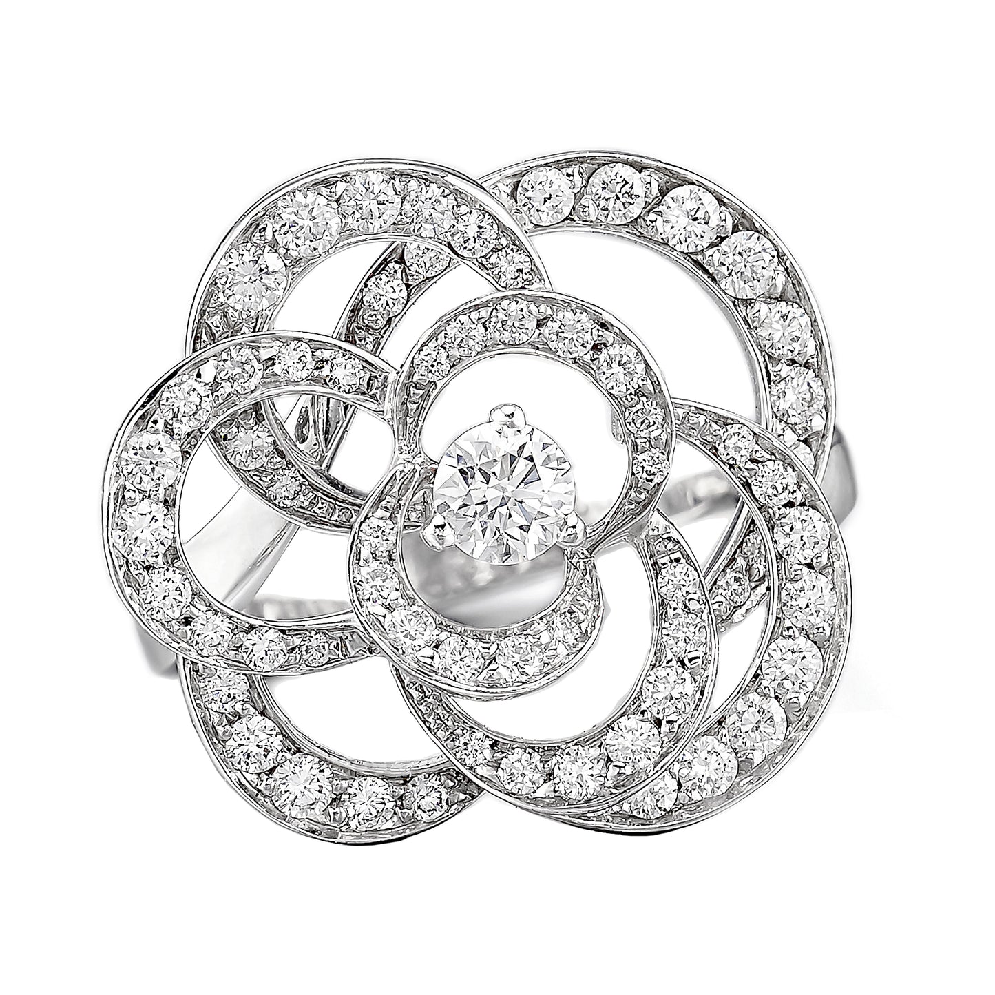 Chathtnel Fil De Camellia Diamond 18k White Gold Cocktail Ring