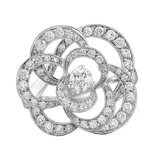 Chathtnel Fil De Camellia Diamond 18k White Gold Cocktail Ring