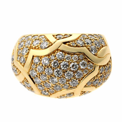 Chathtnel Camellia Flower Diamond 18k Yellow Gold Bombe Cocktail Ring