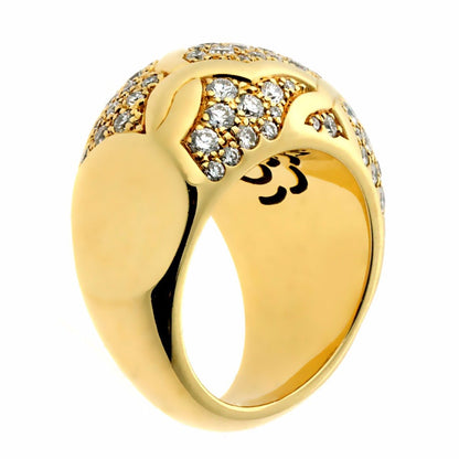 Chathtnel Camellia Flower Diamond 18k Yellow Gold Bombe Cocktail Ring