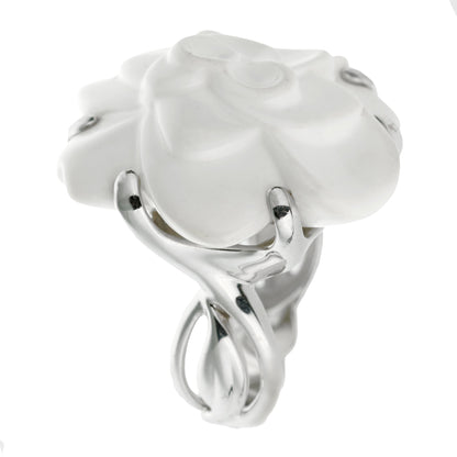 Chathtnel Camellia Large Agate White Gold Cocktial Ring
