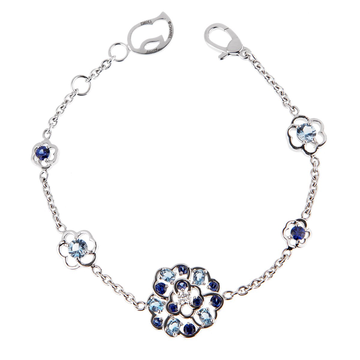 Chathtnel Camellia Sapphire Diamond White Gold Bracelet