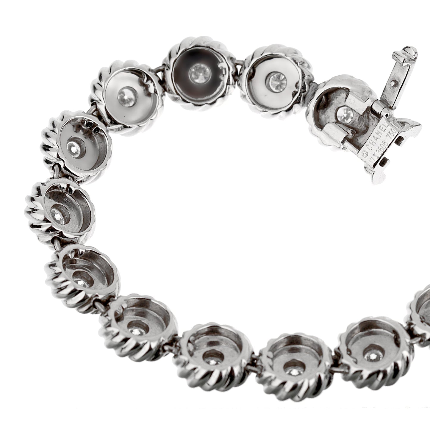 Chathtnel Vintage Camellia 18k White Gold Diamond Tennis Bracelet