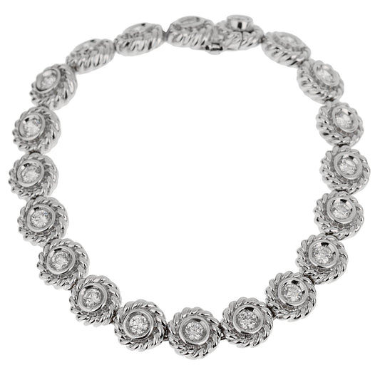 Chathtnel Vintage Camellia 18k White Gold Diamond Tennis Bracelet