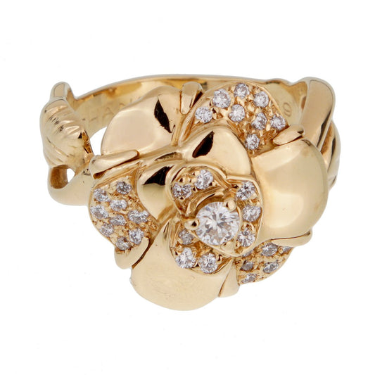 Chathtnel Camellia Yellow Gold Diamond Ring