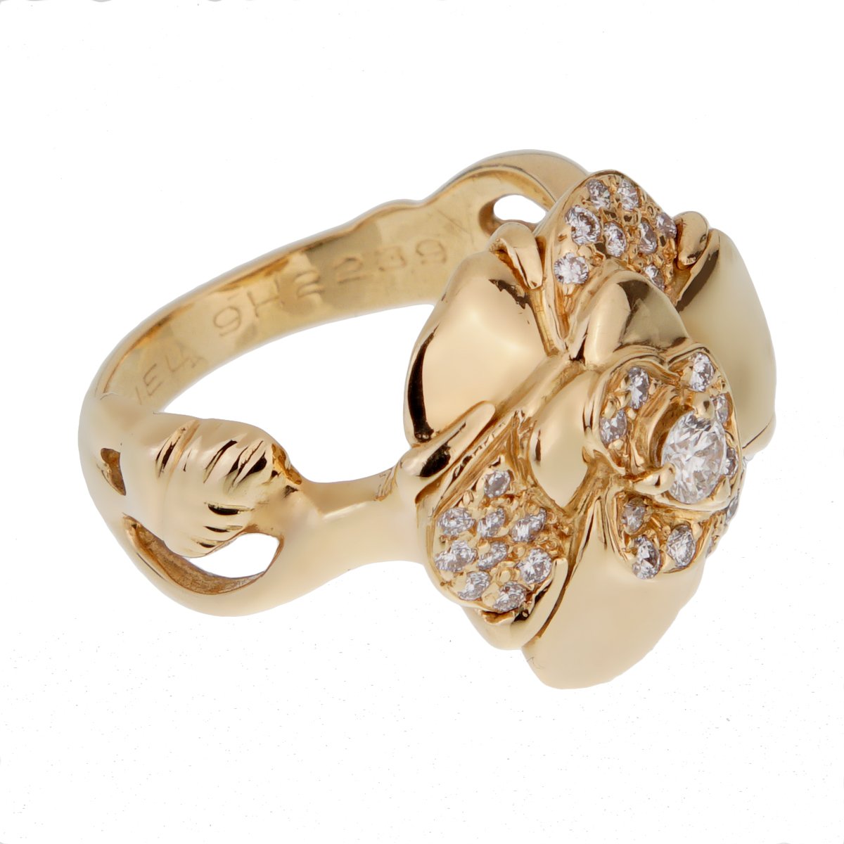 Chathtnel Camellia Yellow Gold Diamond Ring