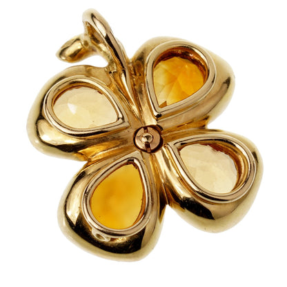 Chathtnel Citrine Gold Clover Pendant Necklace