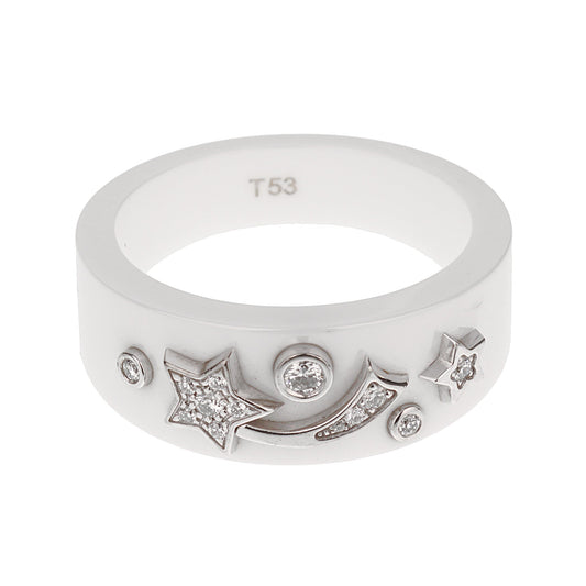 Chathtnel Comete Ceramic Diamond White Gold Ring