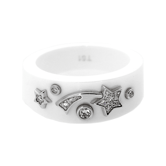 Chathtnel Comete Ceramic Medium Diamond Ring