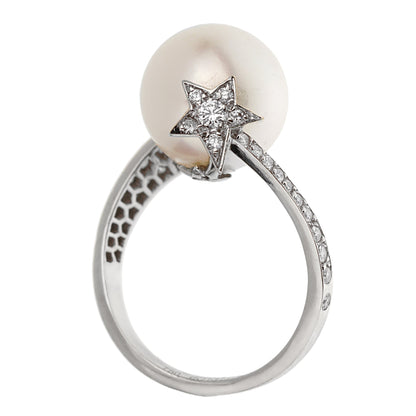 Chathtnel Comete Pearl 18k White Gold Diamond Cocktail Ring