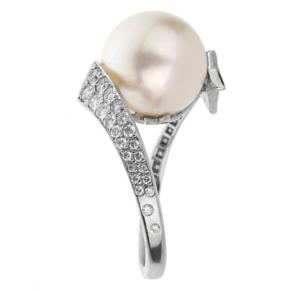 Chathtnel Comete Pearl 18k White Gold Diamond Cocktail Ring