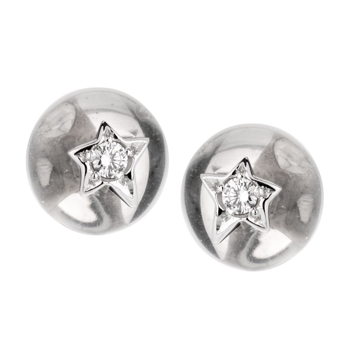 Chathtnel Comete Rock Crystal Diamond 18k White Gold Stud Earrings