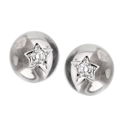 Chathtnel Comete Rock Crystal Diamond 18k White Gold Stud Earrings