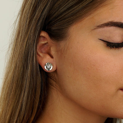 Chathtnel Comete Rock Crystal Diamond 18k White Gold Stud Earrings