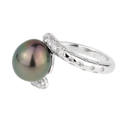 Chathtnel Concept Pearl Diamond White Gold Ring Sz 6
