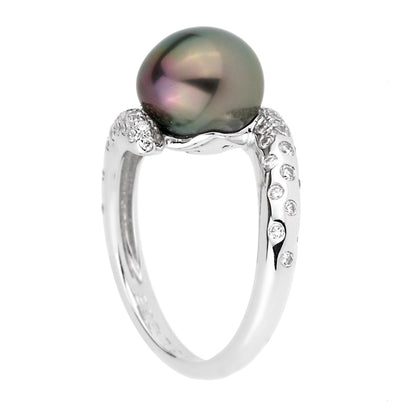 Chathtnel Concept Pearl Diamond 18k White Gold Cocktail Ring Sz 5 1/2