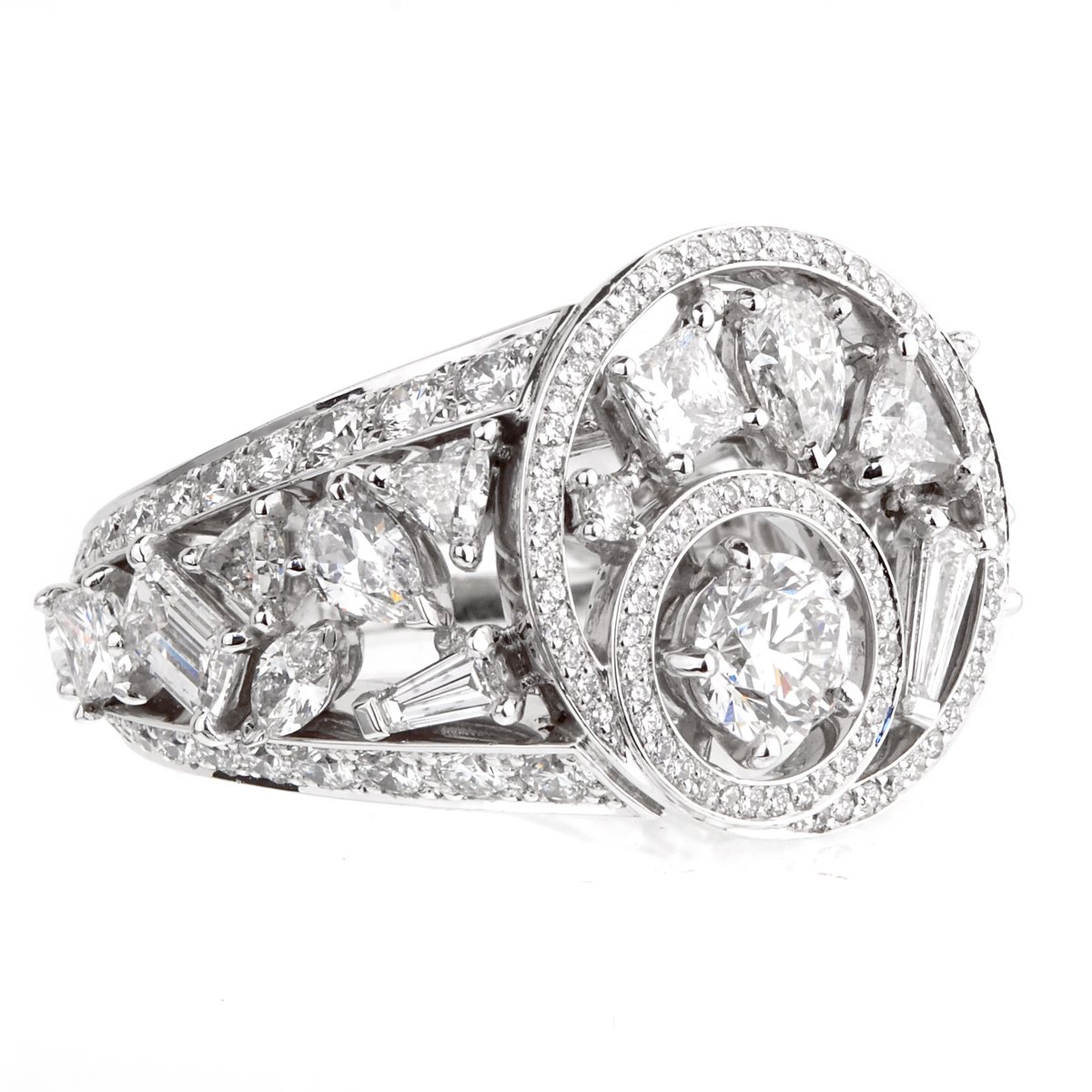 Chathtnel Cosmos Multi Shaped Diamond Cocktail Gold Ring