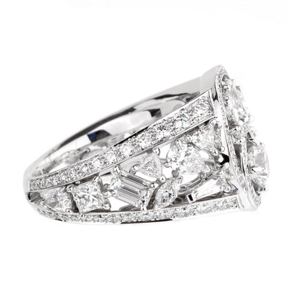 Chathtnel Cosmos Multi Shaped Diamond Cocktail Gold Ring