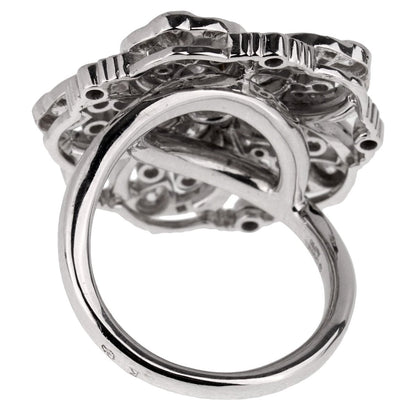 Chathtnel Diamond Flower Cocktail White Gold Ring