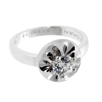 Chathtnel Vintage Flower Solitaire Diamond Platinum Cocktail Ring