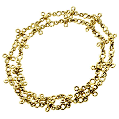 Chathtnel Gemstone 18k Yellow Gold Vintage Sautoir Chain Necklace