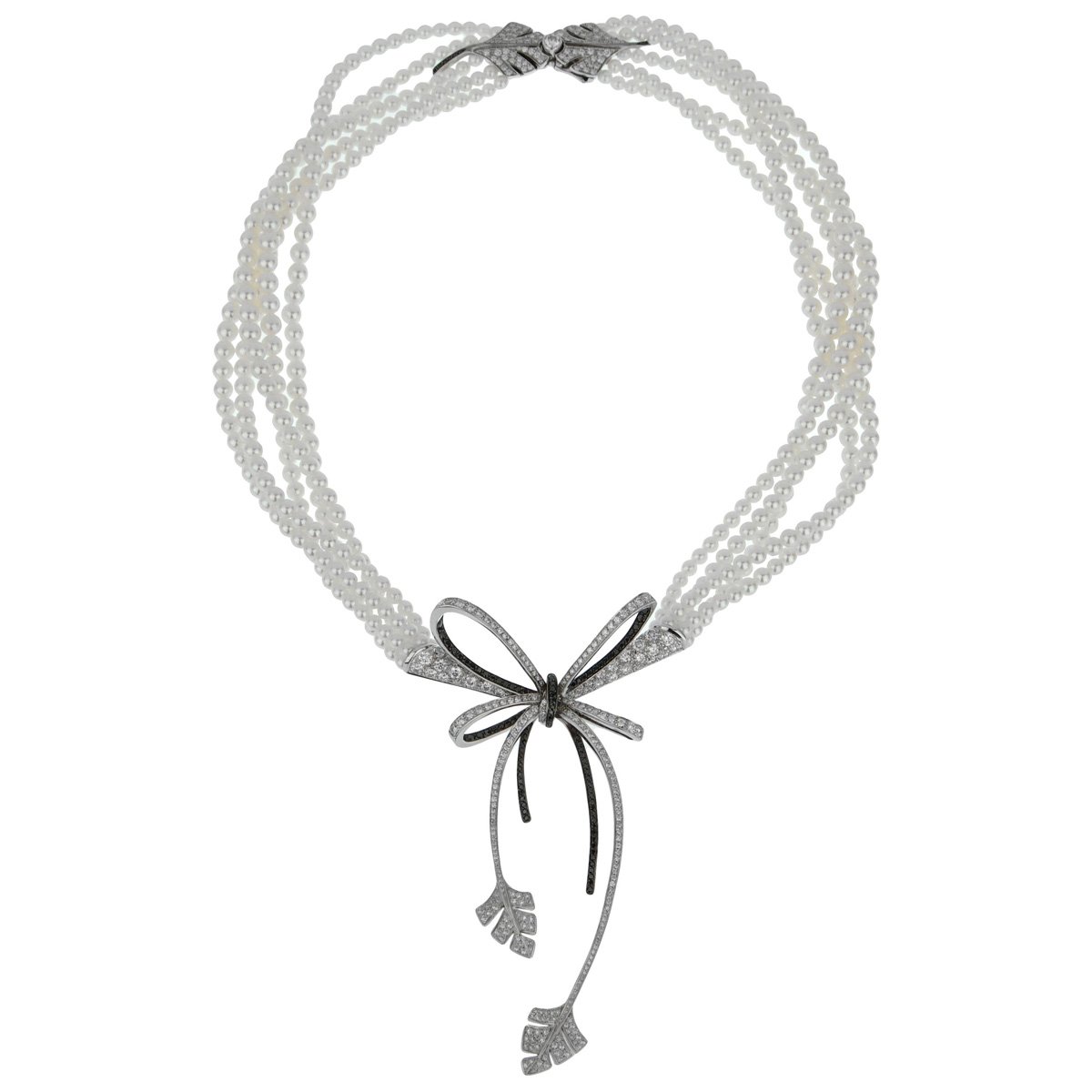 Chathtnel High Jewelry Diamond Pearl White Gold Necklace