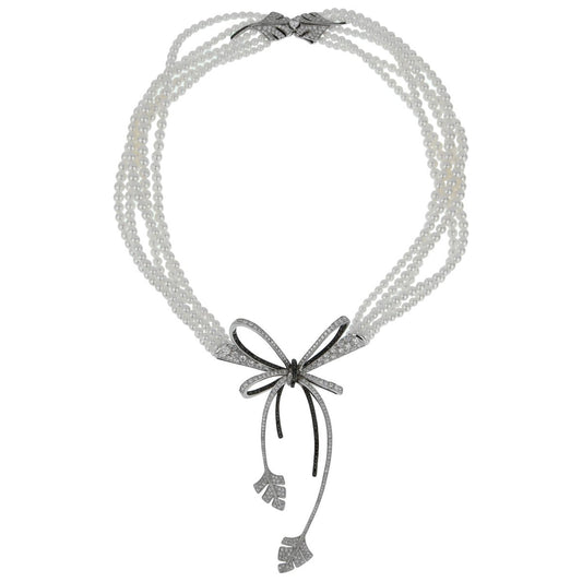 Chathtnel High Jewelry Diamond Pearl White Gold Necklace