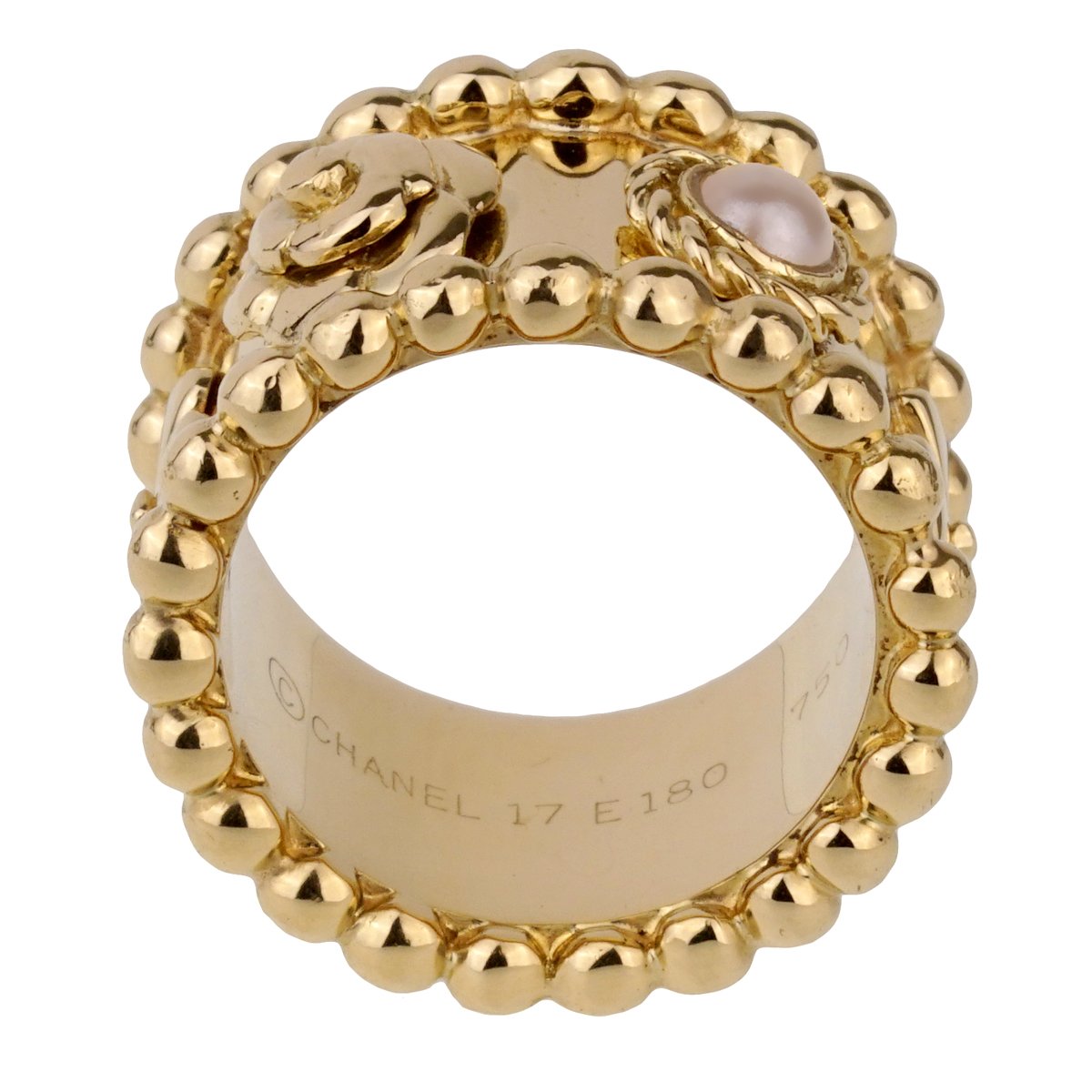 Chathtnel Lucky Pearl Gold Band Ring