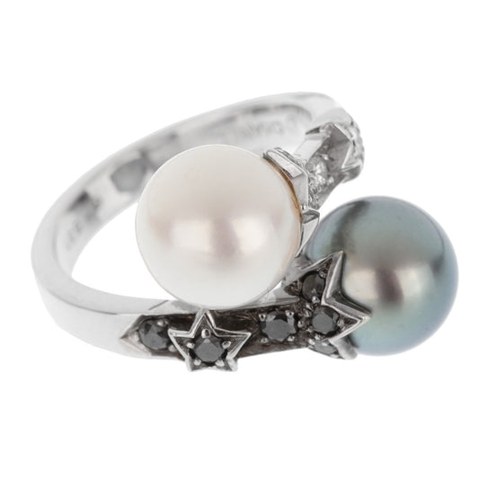 Chathtnel Pearl Bypass White Gold Ring