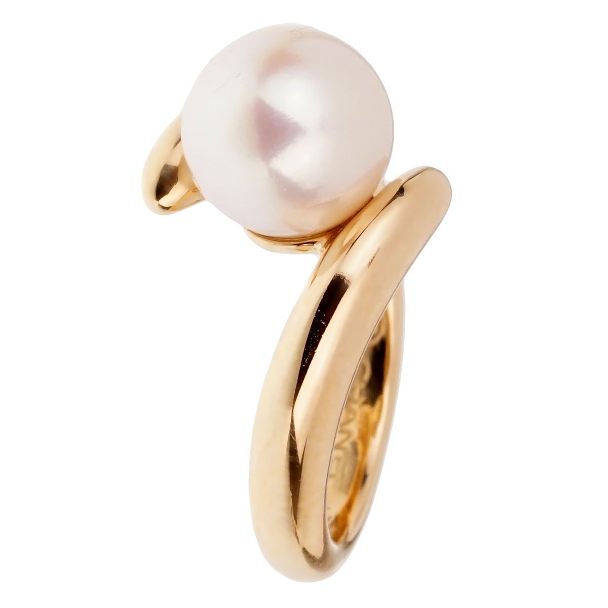 Chathtnel Pearl Bypass Yellow Gold Ring Sz 4 1/2