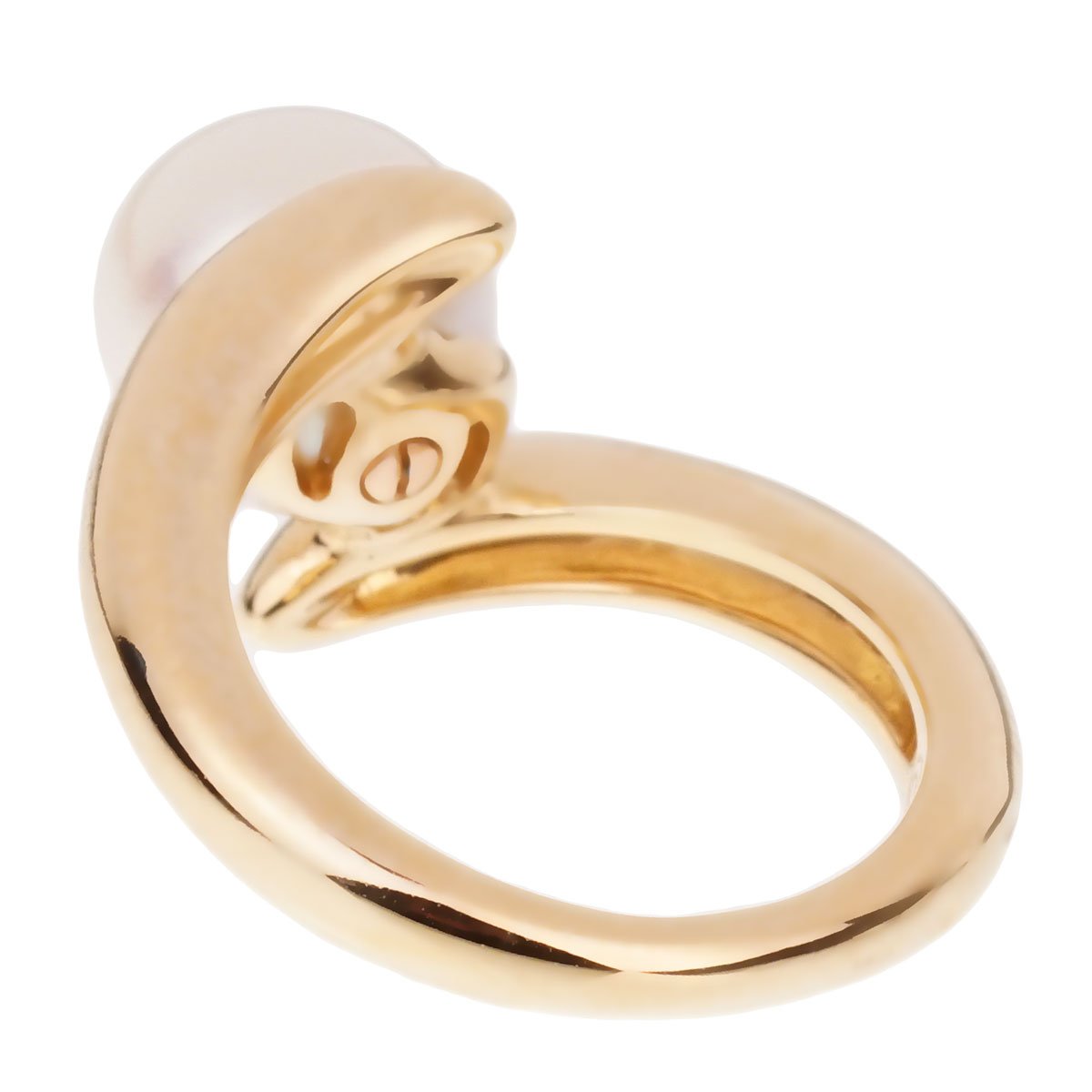 Chathtnel Pearl Bypass Yellow Gold Ring Sz 4 1/2