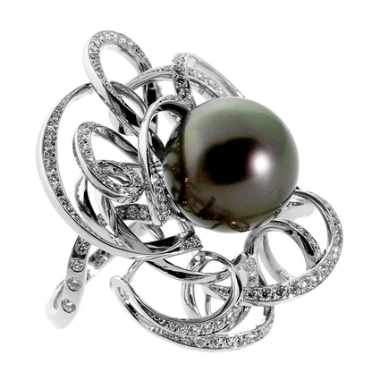 Chathtnel Perles White Gold Diamond Cocktail Ring