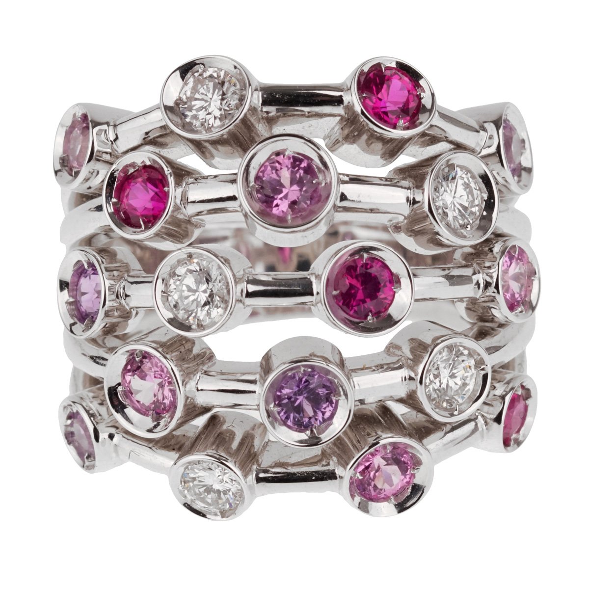 Chathtnel Pink Sapphire Diamond White Gold Ring