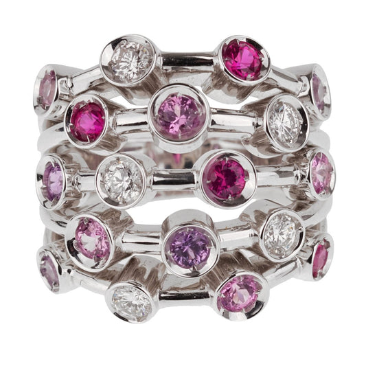 Chathtnel Pink Sapphire Diamond White Gold Ring