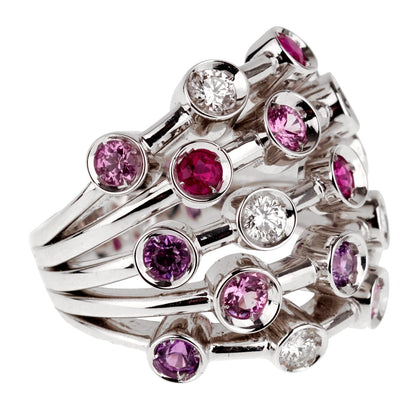 Chathtnel Pink Sapphire Diamond White Gold Ring