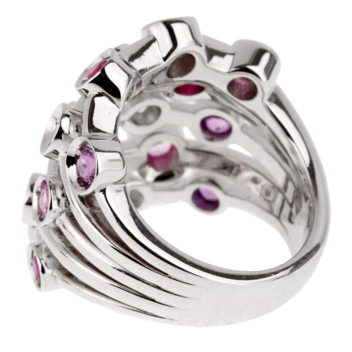 Chathtnel Pink Sapphire Diamond White Gold Ring