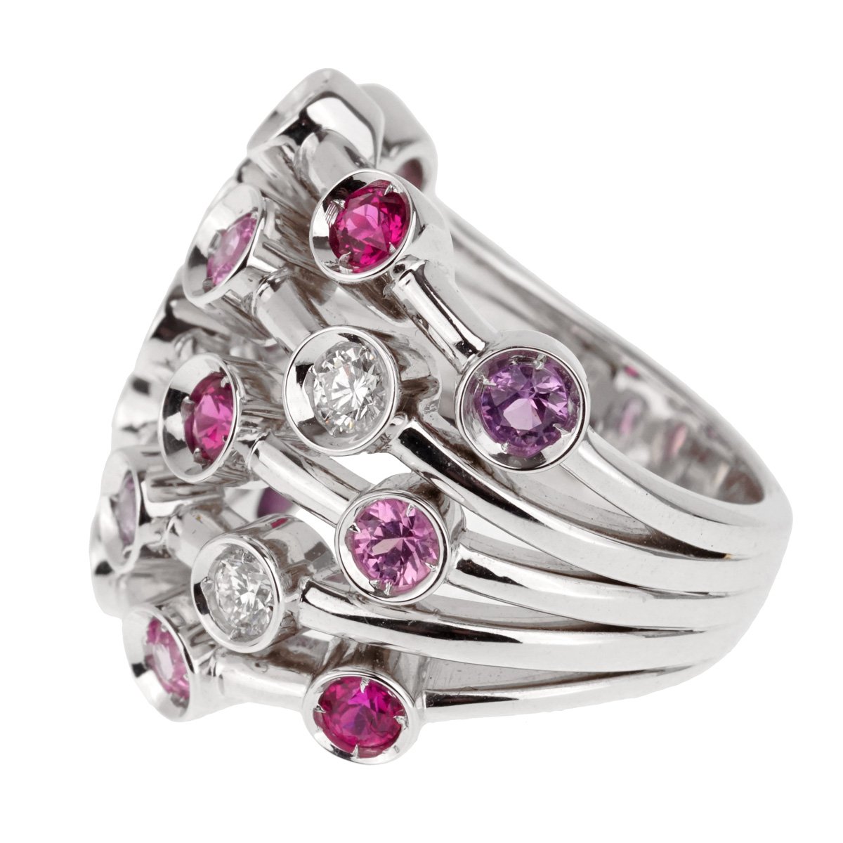 Chathtnel Pink Sapphire Diamond White Gold Ring