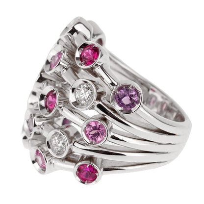 Chathtnel Pink Sapphire Diamond White Gold Ring