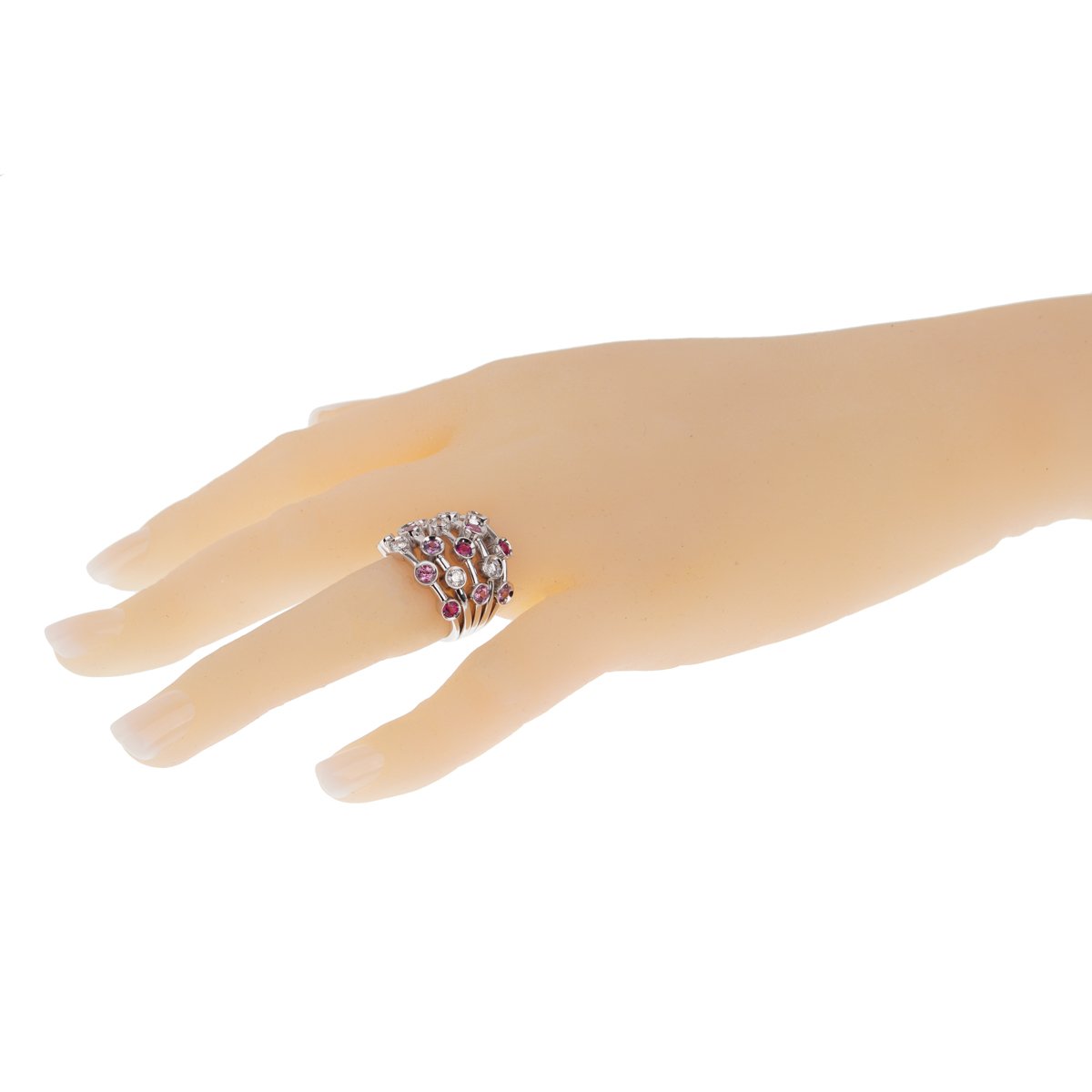 Chathtnel Pink Sapphire Diamond White Gold Ring