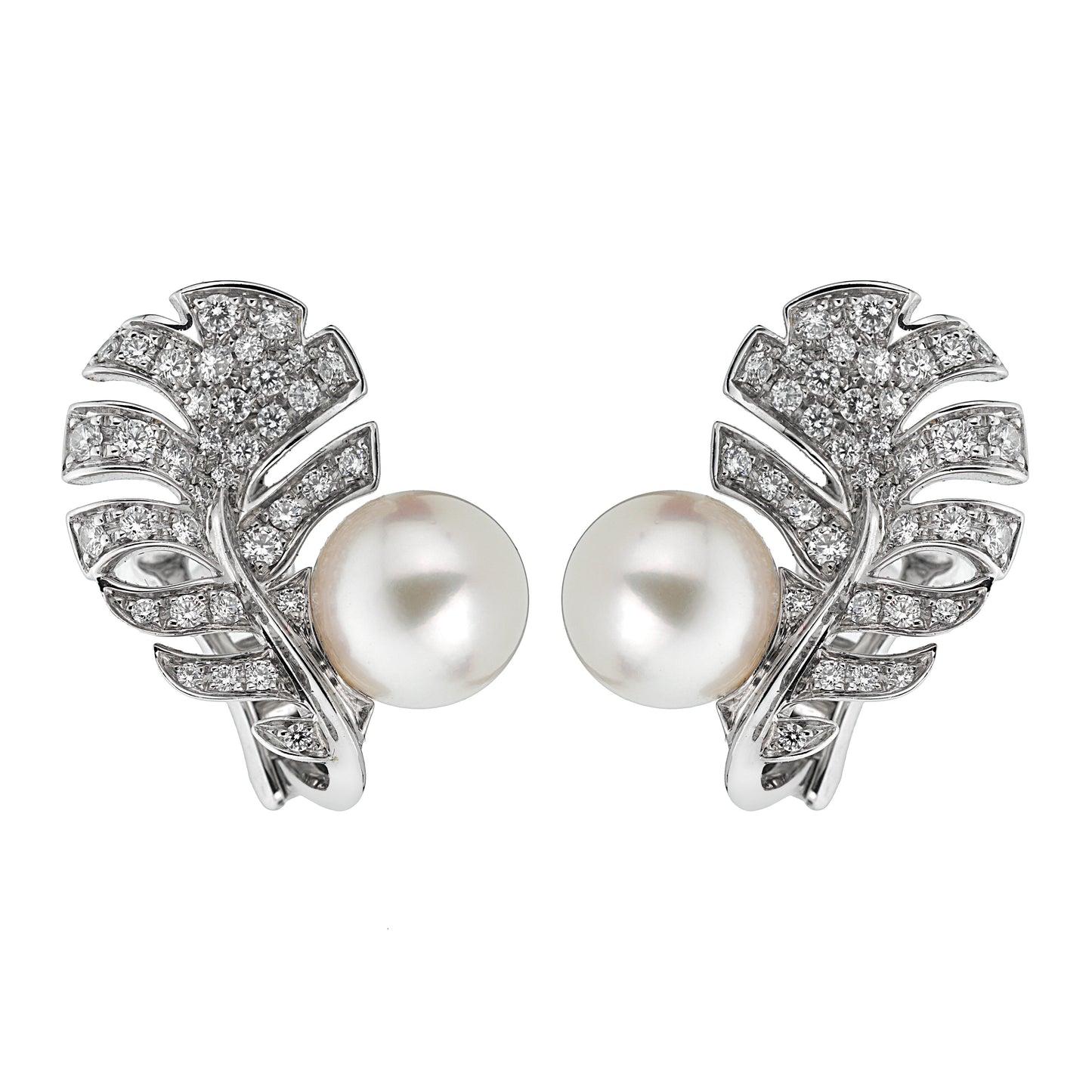 Chathtnel Plume De Chathtnel Pearl Diamond White Gold Earrings