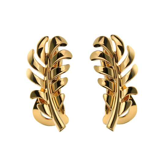 Chathtnel Plume Feather 18k Yellow Gold Earrings