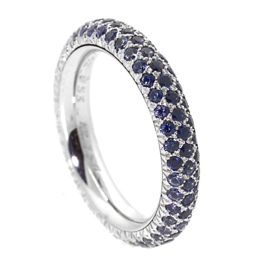 Chathtnel Sapphire Eternity 18k White Gold Diamond Cocktail Ring Sz 6